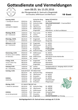 vom 08.05. bis 16.05.2016 - Pfarrgemeinde Dingelst&auml;dt