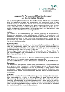 Informationen zum Vorkurs f&uuml;r Gefl&uuml;chtete