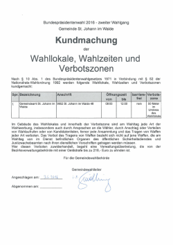 Verfügungen der Gemeindewahlbehörde vor