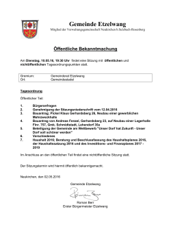 Gemeinderatssitzung Etzelwang am 10.05.2016