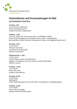 Gottesdienste und Veranstaltungen im Mai