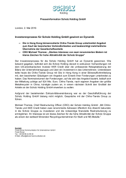 Investorenprozess f&uuml;r Scholz Holding GmbH - scholz