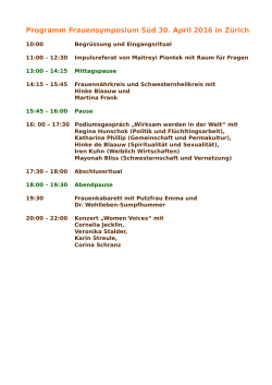 Programm Frauensymposium Süd 30. April 2016 in Zürich
