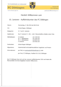 Herzlich Willkommen zum Auffahrtsturnier 2016