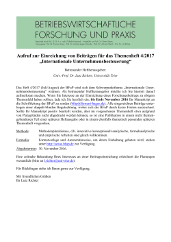 Heft 4/2017: Internationale Unternehmensbesteuerung