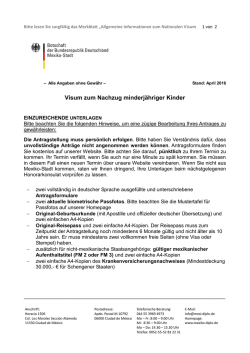 Visum zum Nachzug minderjähriger Kinder
