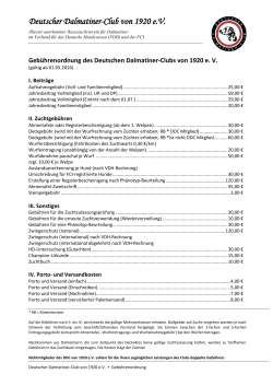 Gebührenordnung - Deutscher Dalmatiner Club von 1920 eV