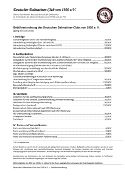 Gebührenordnung - Deutscher Dalmatiner Club von 1920 eV