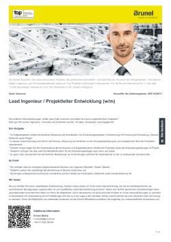 Lead Ingenieur / Projektleiter Entwicklung Job in Hannover