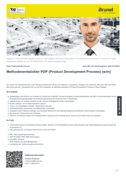 Methodenentwickler PDP (Product Development Process)