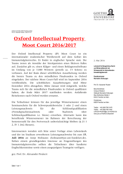 Oxford Intellectual Property Moot Court 2016/2017