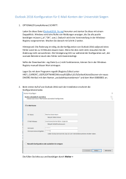 Outlook 2016 Konfiguration für E-Mail-Konten der Universität