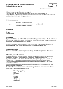 PPM-Beanstandungsquote f&uuml;r Produktionsmaterial