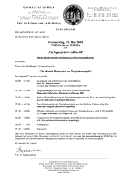 Donnerstag, 12. Mai 2016 - Institut f&uuml;r Luft und Weltraumrecht