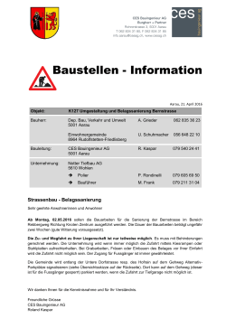 Baustellen - Information - Gemeinde Rudolfstetten