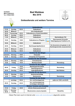 Aktueller Monatsplan der Gemeinde Bad Waldsee