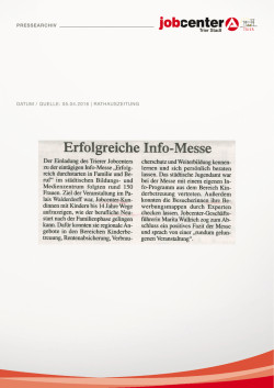 Jobcenter Trier Stadt Presse Rathauszeitung 05042016