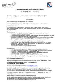 Leiterin/Leiters in der Kindertagesstätte „Villa Kunterbunt“
