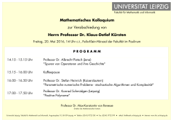 Mathematisches Kolloquium - Fakultät für Mathematik und Informatik