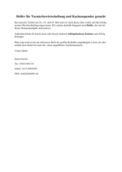 Helfer f&uuml;r Turnierbewirtschaftung und Kuchenspender gesucht