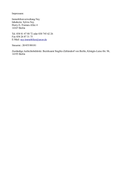 Impressum: Immobilienverwaltung Ney Inhaberin: Sylvia Ney Harry