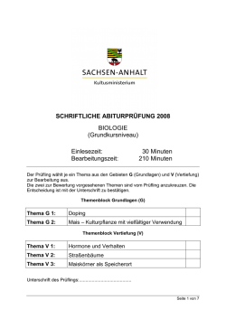 SCHRIFTLICHE ABITURPRÜFUNG 2008 BIOLOGIE