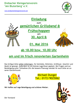 Einladung zum Grillabend - Drebacher Kleingartenverein "Am