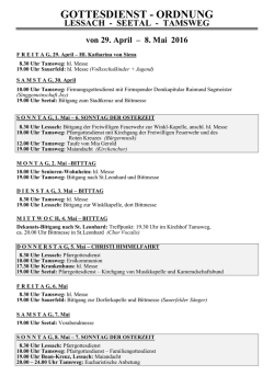 GOTTESDIENST - ORDNUNG von 29. April