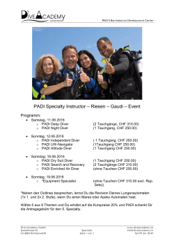 PADI Specialty Instructor – Riesen – Gaudi – Event