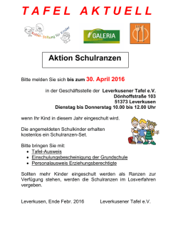 tafelaktuell - Leverkusener Tafel eV