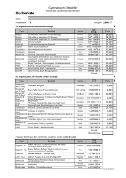 Bücherliste - Gymnasium Ottweiler
