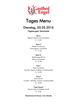 Tages Menu - Gasthof Engel