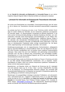 Lehrstuhl für Informatik mit Schwerpunkt Theoretische Informatik (W 3)