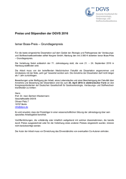 Preise und Stipendien der DGVS 2016 Ismar Boas