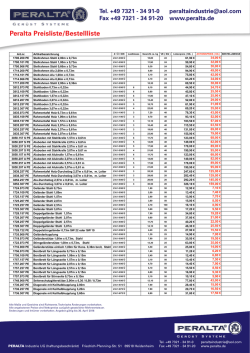 Peralta Preisliste/Bestellliste - Peralta