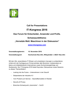 Calls for Presentations - IT-Kongress Neu-Ulm
