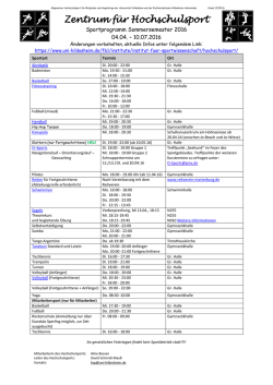 Hochschulsport-Programm - Sommersemester 2016