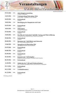 Veranstaltungsübersicht der VAB Wolfenbüttel Stand 01.05.2016 08