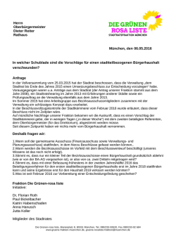 Herrn Oberb&uuml;rgermeister Dieter Reiter Rathaus M&uuml;nchen, den