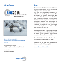 Call for Papers - Schweizer Maschinenelemente Kolloquium