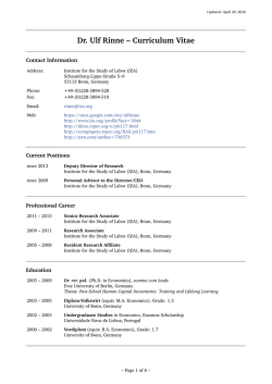 Dr. Ulf Rinne – Curriculum Vitae