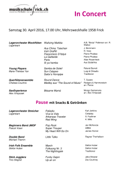 Programm Ensemblekonzert Samstag 30.04.2016