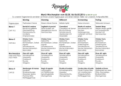 Wochenplan Mittagsmen&uuml; - Ristorante Rosengarten