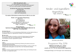 Kinder- und Jugendfarm Regensburg Programm Mai 2016