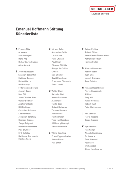 Emanuel Hoffmann Stiftung Künstlerliste