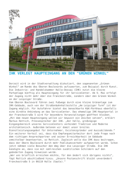 IHK verlegt Haupteingang an den "Gr&uuml;nen Winkel"