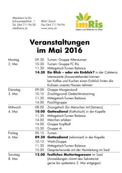 Veranstaltungen im Mai 2016