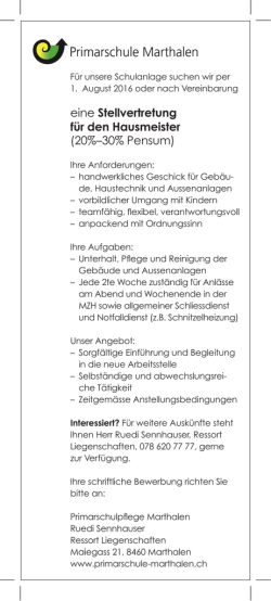 Inserat - Primarschule Marthalen