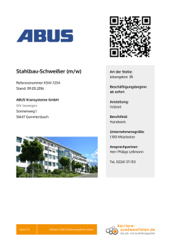 Stellenangebot karriere-suedwestfalen.de - Stahlbau