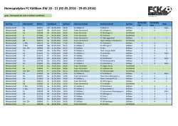 Heimspielplan KW 18-21 2016